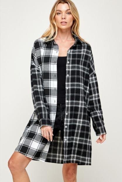 Day & Night- woven plaid button down top - Esme and Elodie
