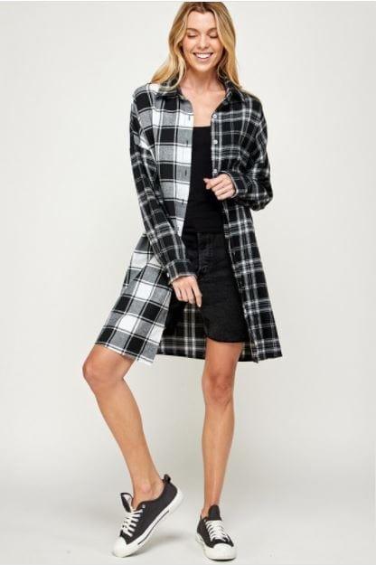 Day & Night- woven plaid button down top - Esme and Elodie