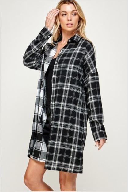Day & Night- woven plaid button down top - Esme and Elodie