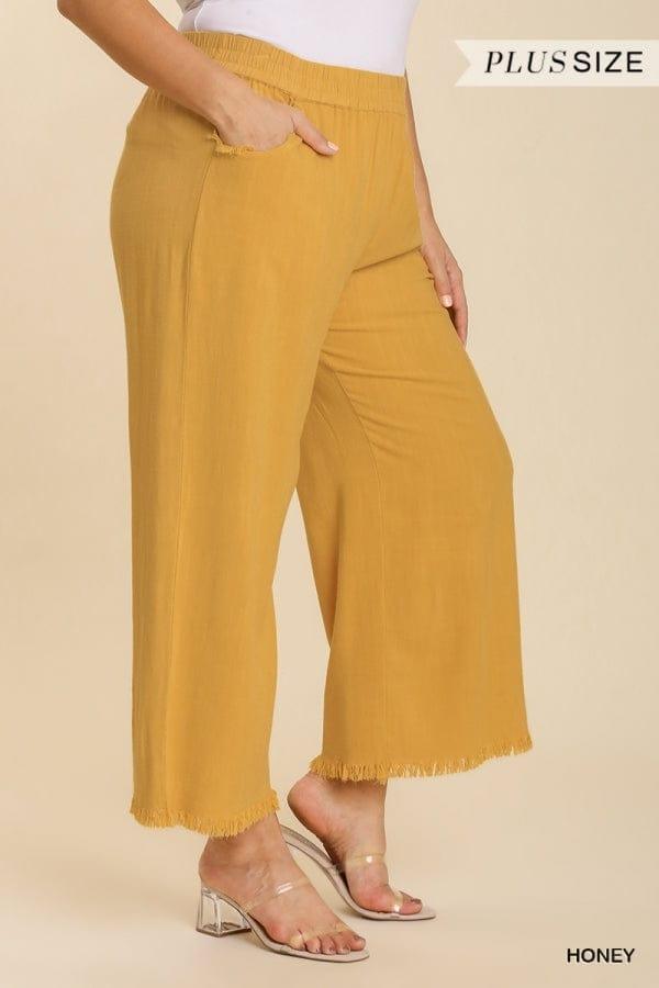 Deja plus size linen wide leg pants in mustard - Esme and Elodie