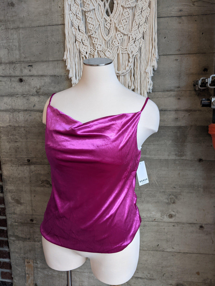 Dessert First Please- plus size cowl tank with adjustable spaghetti straps - Esme and Elodie