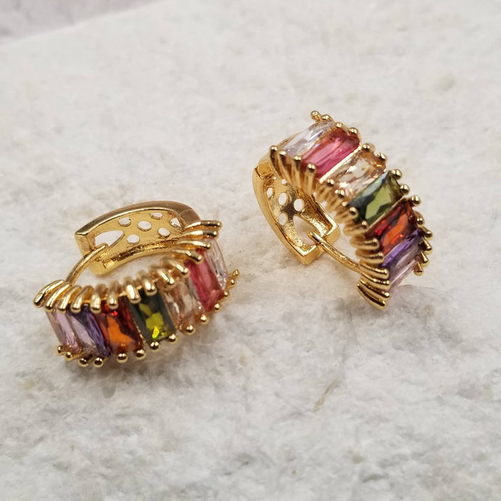 Multicoloured Crystal Shimmer Mini Hoops