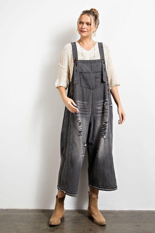 Easel Overalls loose wide leg in Black - Esme and Elodie