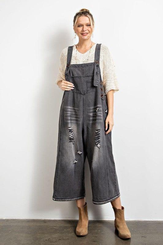 Easel Overalls loose wide leg in Black - Esme and Elodie