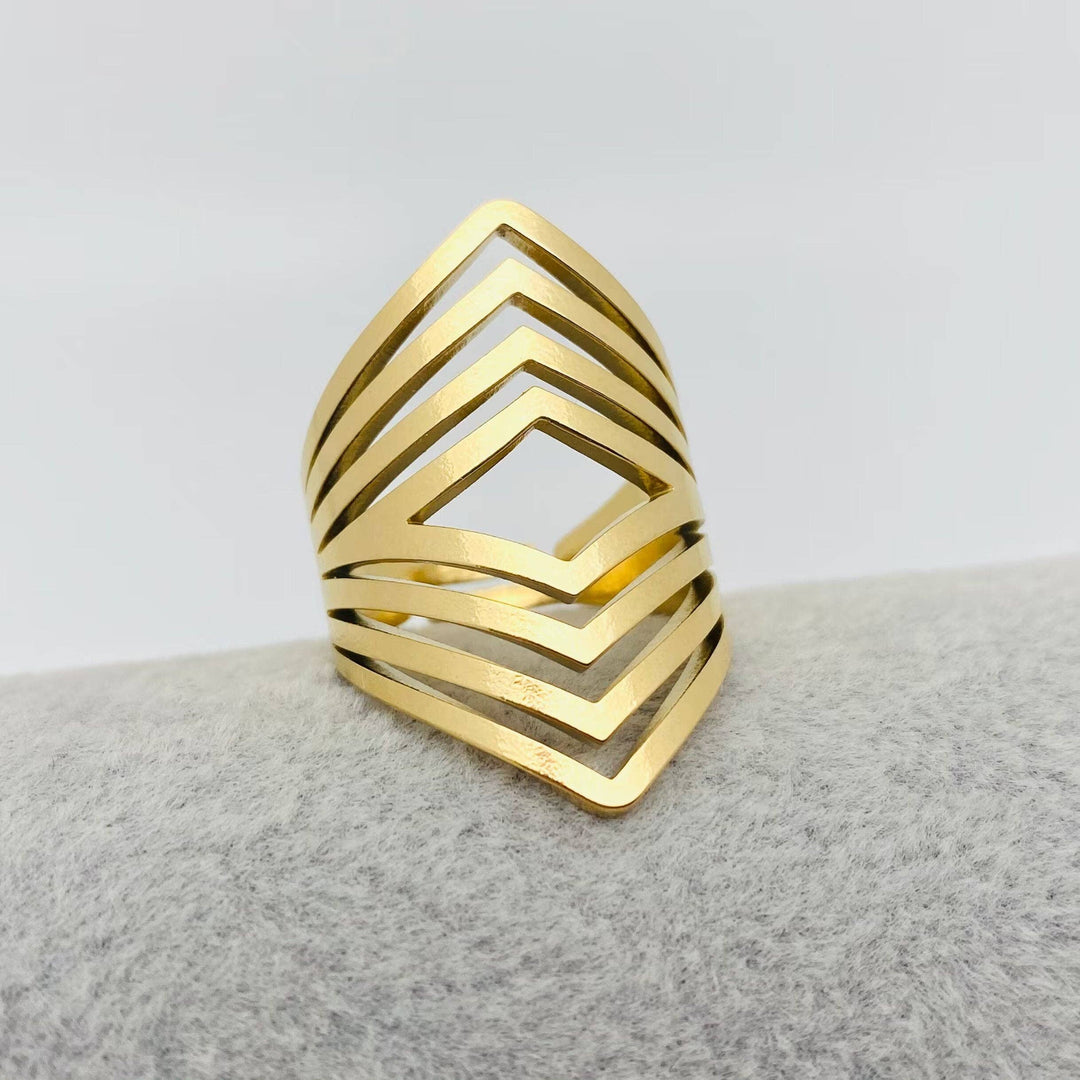 Mio Queena - Stainless Steel Geometric Hollow Ring