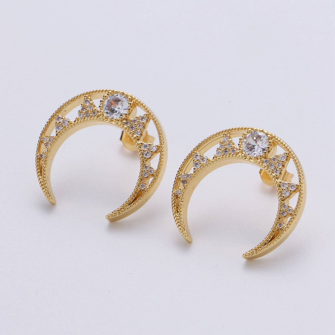 Aim Eternal - CZ Paved Crescent Moon Earring