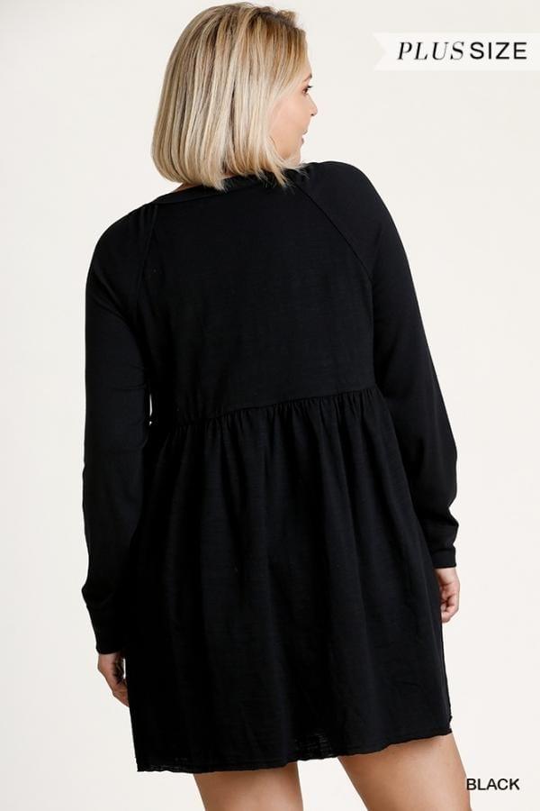 Eclipse- plus size button front raw hem dress - Esme and Elodie