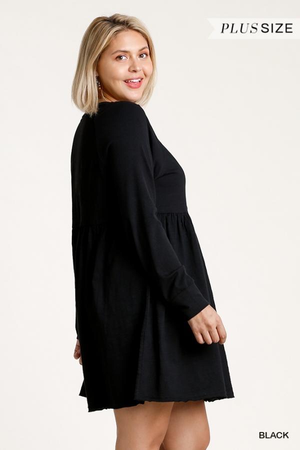 Eclipse- plus size button front raw hem dress - Esme and Elodie