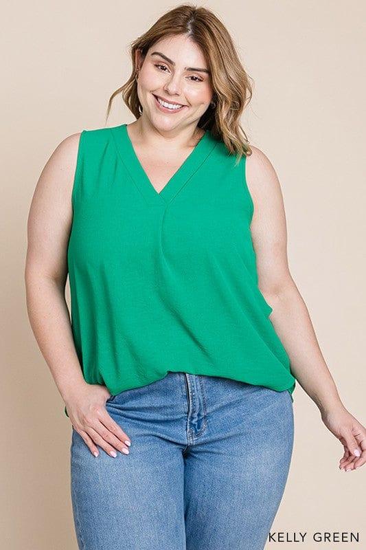 Emerald Seas- vneck sleeveless front detail top - Esme and Elodie