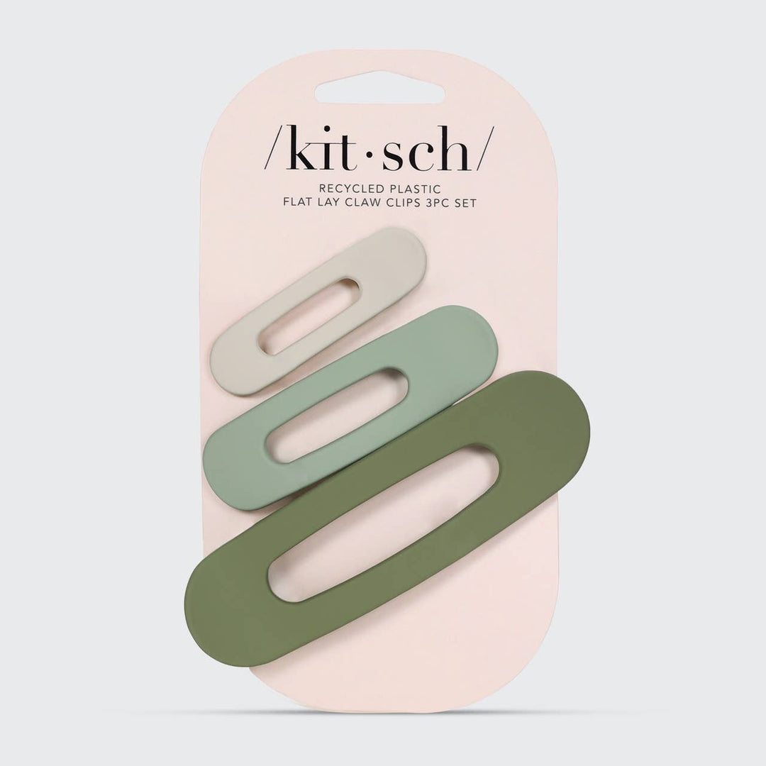KITSCH - Recycled Plastic Matte Flat Lay Claw Clip 3pc - Eucalyptus