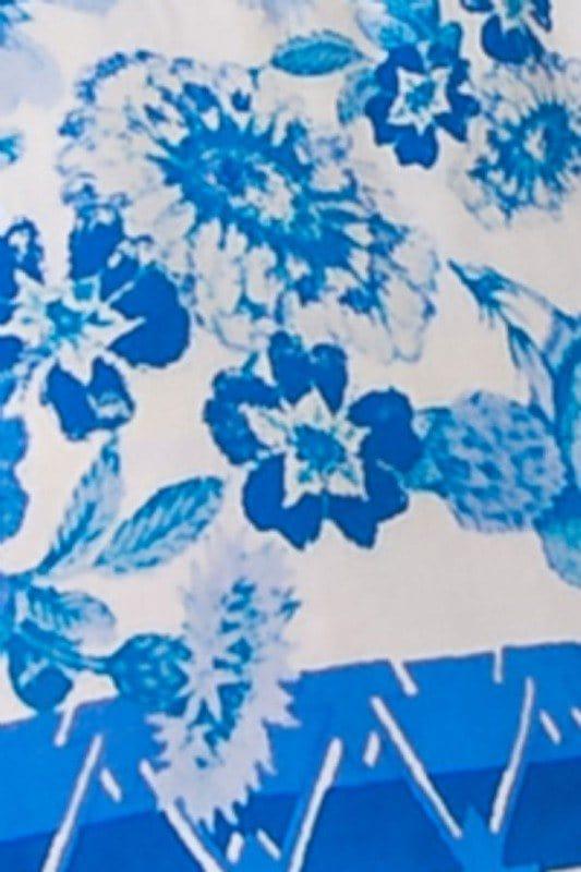 Fine China- women printed elastic shoulder flounce sleeve - Esme and Elodie