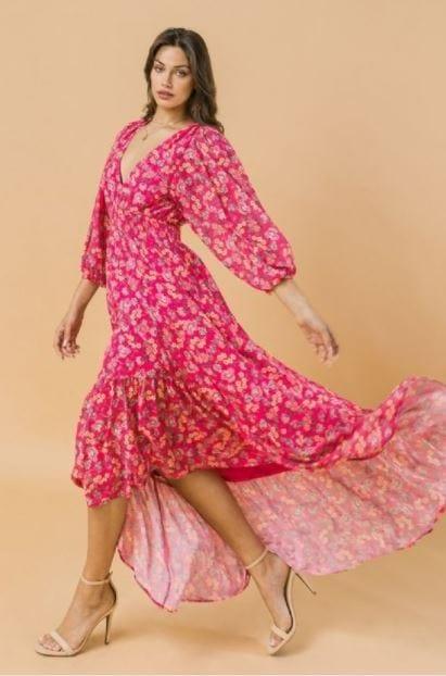 Flirty- womens vneck 3/4th paisley maxi dress - Esme and Elodie