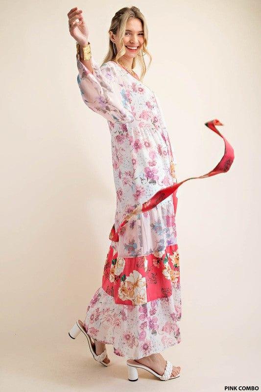Floral Field- womens floral kimono swimsuit cover with tie - Esme and Elodie