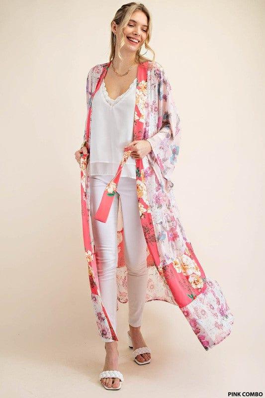 Floral Field- womens floral kimono swimsuit cover with tie - Esme and Elodie