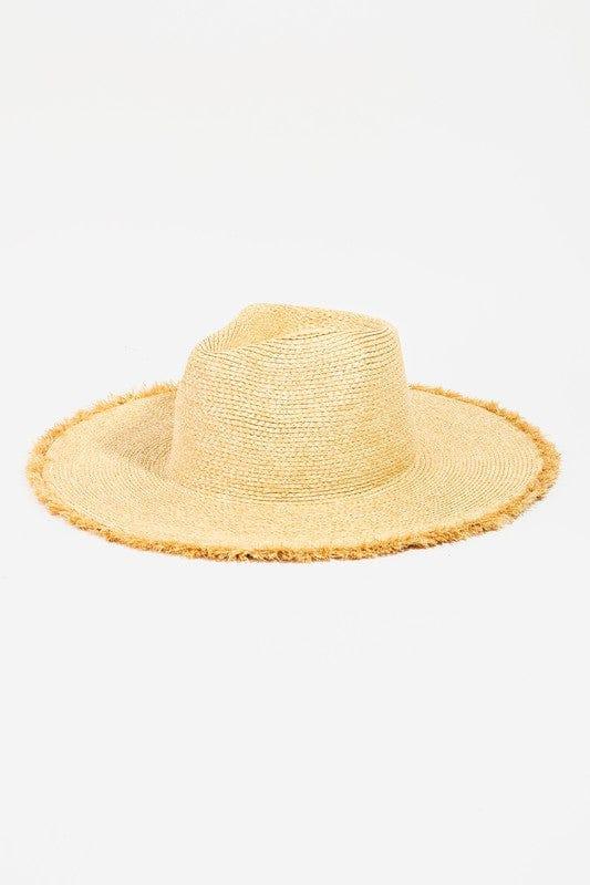 Frayed hem straw hat with adjustable band for large heads - Esme and Elodie