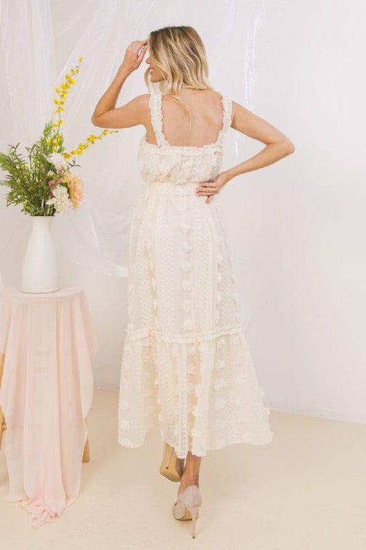 French Vanilla- textured woven midi dress - Esme and Elodie