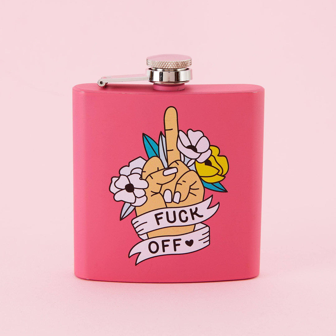 Fuck Off Hip Flask - Square Pink - Esme and Elodie