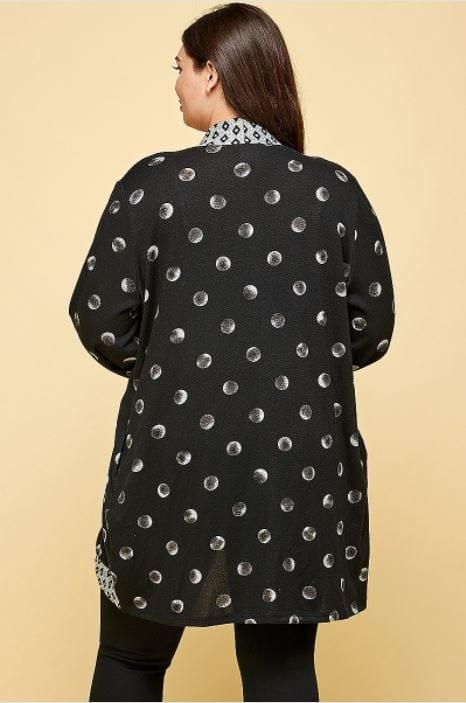 Full Moon- plus size polka dot cardigan with pockets - Esme and Elodie