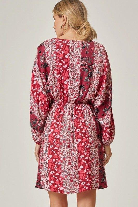 Galentine- womens and plus printed bohemian elastic waistline dress - Esme and Elodie