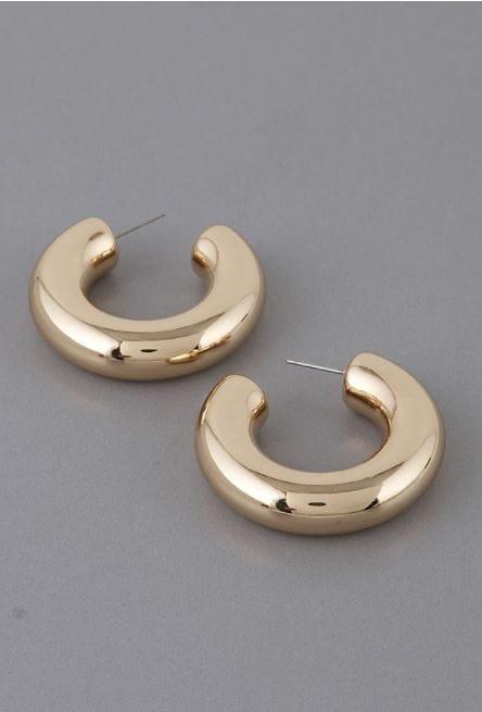 Gold Bulky Metal Hoop Earrings - Esme and Elodie