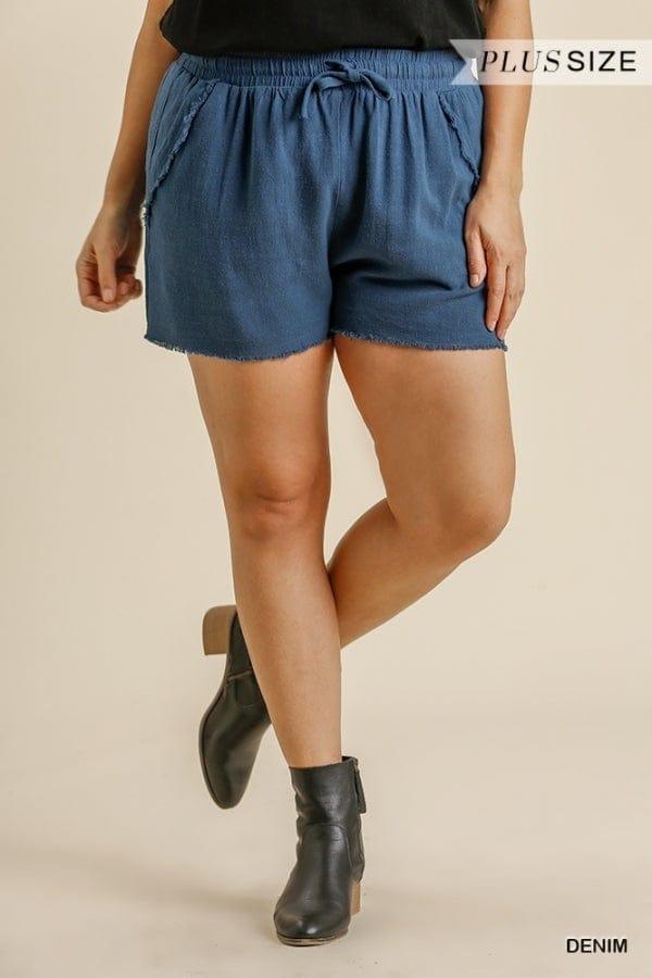 Got the Blues- plus size women's linen blend short in denim - Esme and Elodie