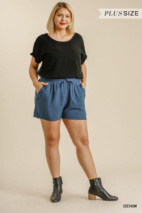 Got the Blues- plus size women's linen blend short in denim - Esme and Elodie