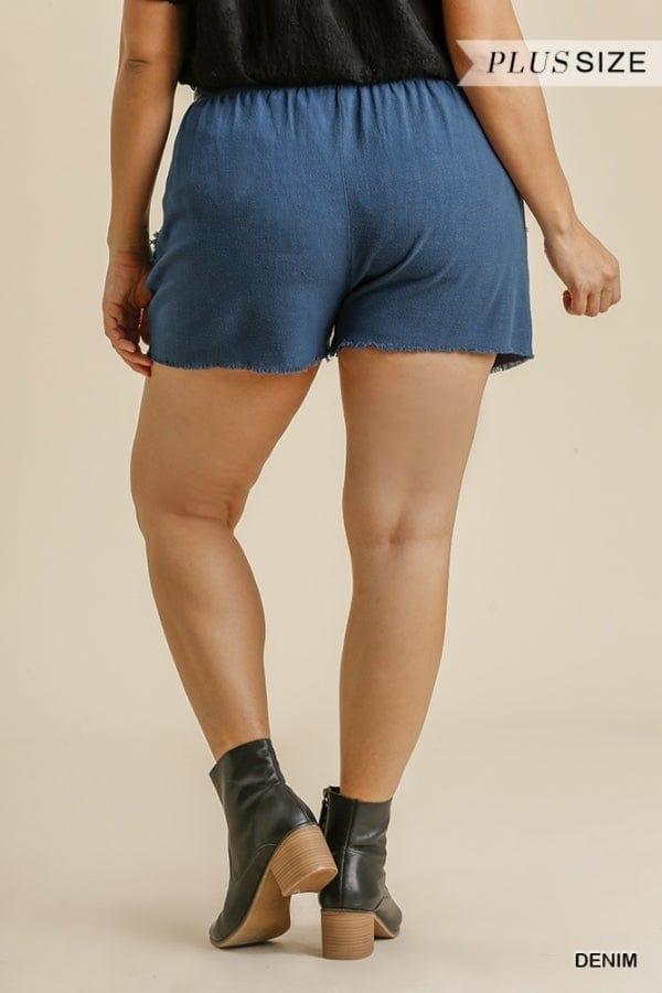 Got the Blues- plus size women's linen blend short in denim - Esme and Elodie