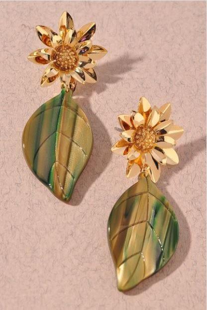 Green Tea- retro inspired leaf earring - Esme and Elodie