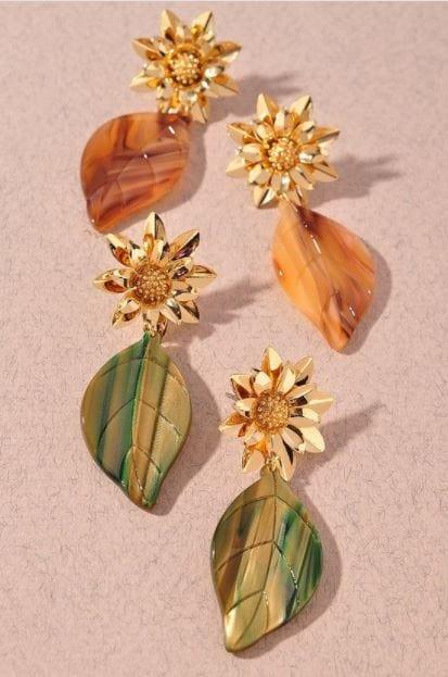 Green Tea- retro inspired leaf earring - Esme and Elodie