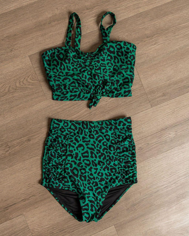 Green with Envy-  leopard swimsuit top - Esme and Elodie