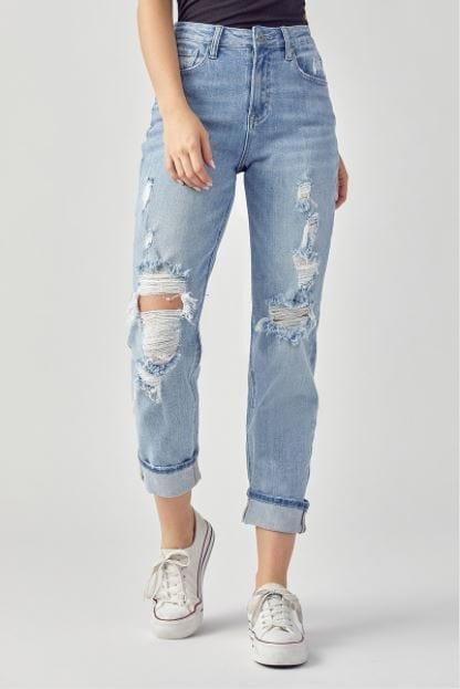 Hattie- high rise distressed boyfriend jeans - Esme and Elodie