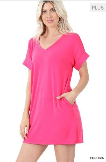 Heartbeat- plus size women rolled sleeve longline tunic with pocket - Esme and Elodie