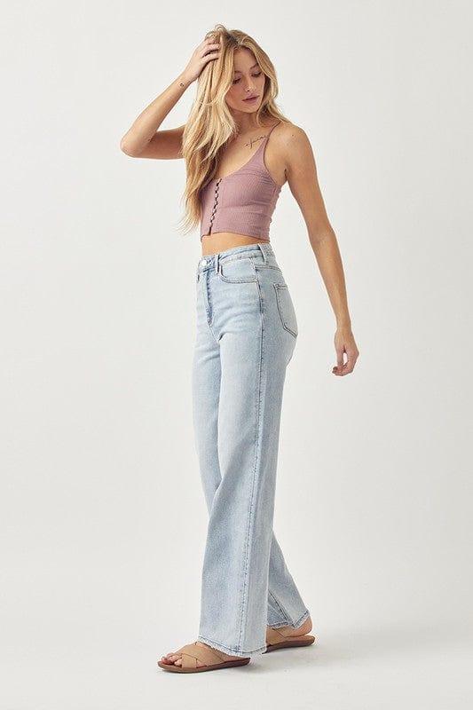High Wise wide leg jeans in light was - Esme and Elodie
