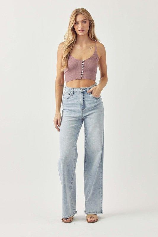 High Wise wide leg jeans in light was - Esme and Elodie