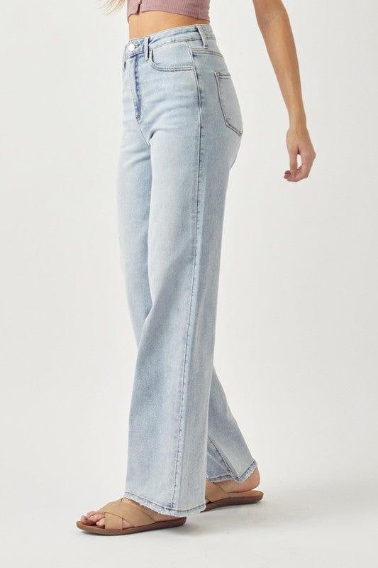 High Wise wide leg jeans in light was - Esme and Elodie