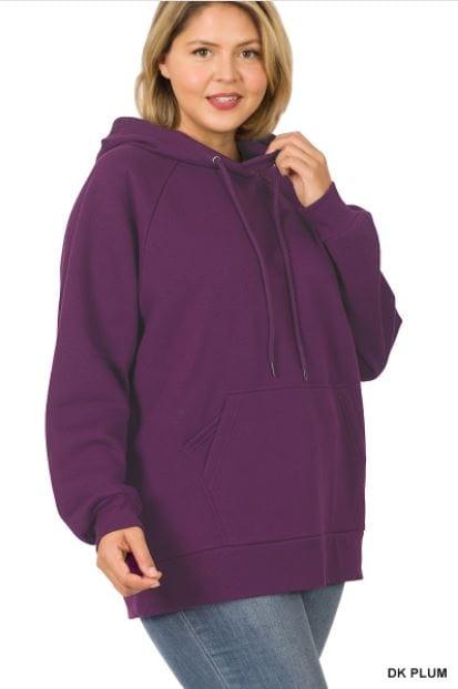Hugs and Kisses- plus size plum hoodie with cellphone pocket - Esme and Elodie