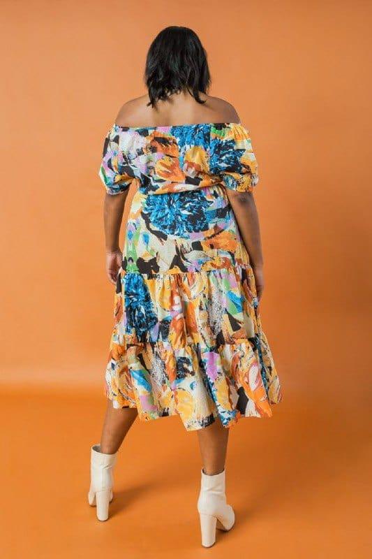 Hypnotize- printed woven midi dress smocked cuff - Esme and Elodie