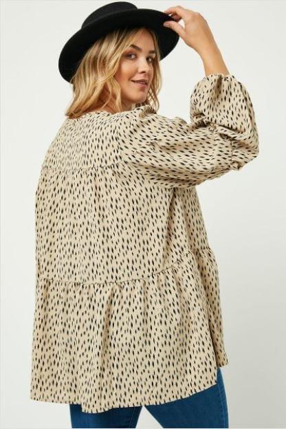 I Spy- plus size tie front puff sleeve blouse - Esme and Elodie