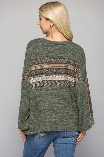 In the Woods- pattern knit jersey knit top with folded sleeves - Esme and Elodie