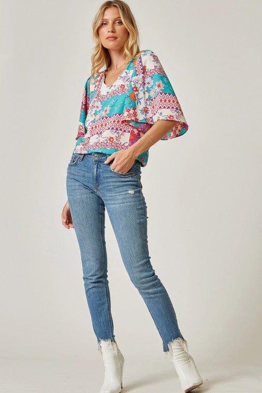 Island Getaway- print flutter sleeve top - Esme and Elodie