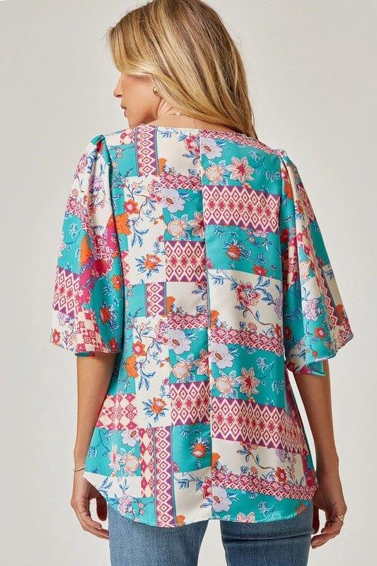 Island Getaway- print flutter sleeve top - Esme and Elodie