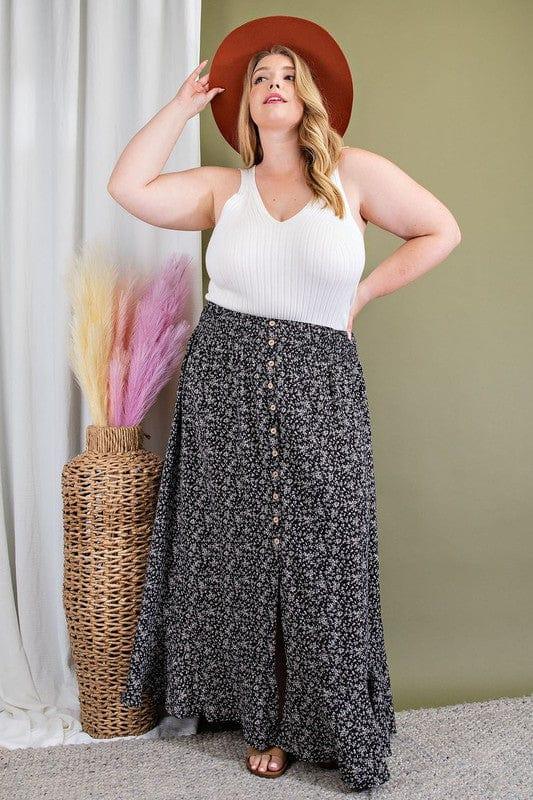 Jasmin- plus size ditsy floral maxi skirt - Esme and Elodie