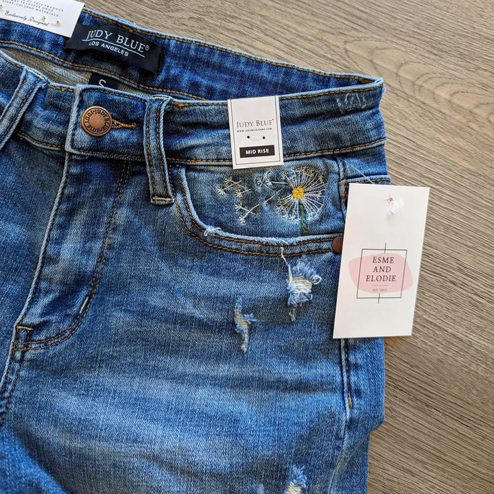 Judy Blue Dandelion Pocket Jean Denim Shorts - Esme and Elodie