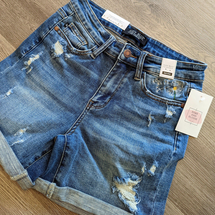 Judy Blue Dandelion Pocket Jean Denim Shorts - Esme and Elodie