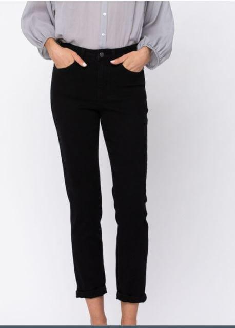 Judy Blue- high rise boyfriend not destroyed in jet black - Esme and Elodie