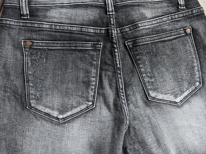 Judy Blue- high waist black denim shorts with frayed hem - Esme and Elodie