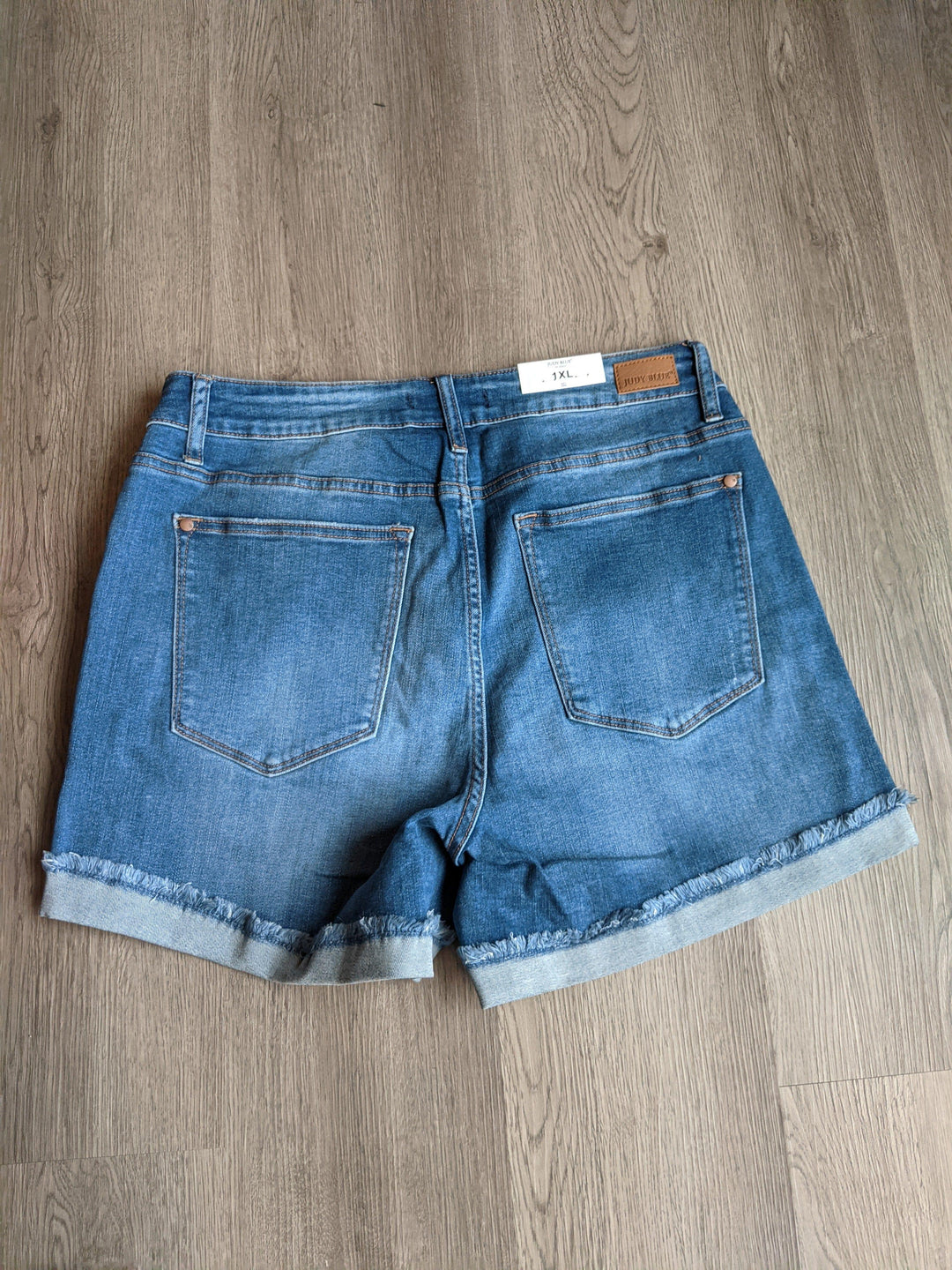 Judy Blue Mid Rise rolled hem denim shorts - Esme and Elodie