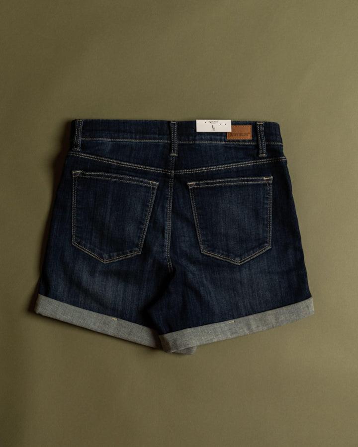 Judy Blue- Pull on Dark Denim womens & plus size shorts - Esme and Elodie