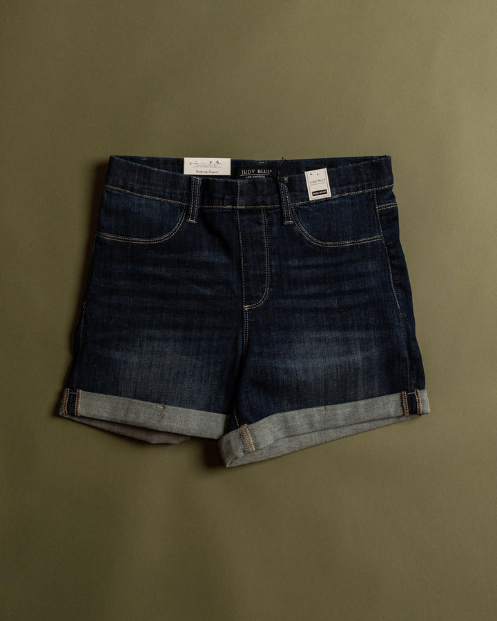 Judy Blue- Pull on Dark Denim womens & plus size shorts - Esme and Elodie