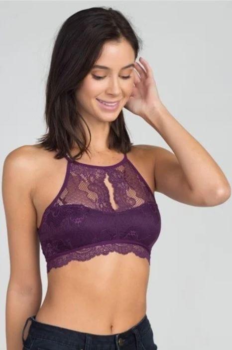 Kale- women's halter lace bralette in green - Esme and Elodie